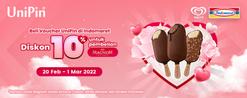 Beli Voucher UniPin di Indomaret, Diskon 10% untuk Pembelian Ice Cream Wall’s Magnum
